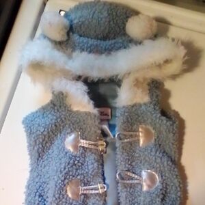 Zara Blue and White Fleece Kids Hat